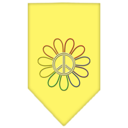 Rainbow Peace Flower Rhinestone Bandana Yellow Small